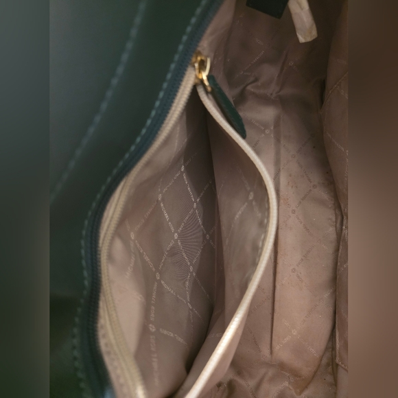 Michael Kors Dark Green Logo Chain-Handle Tote Jet Set Travel Large Signature - Picture 5 of 11